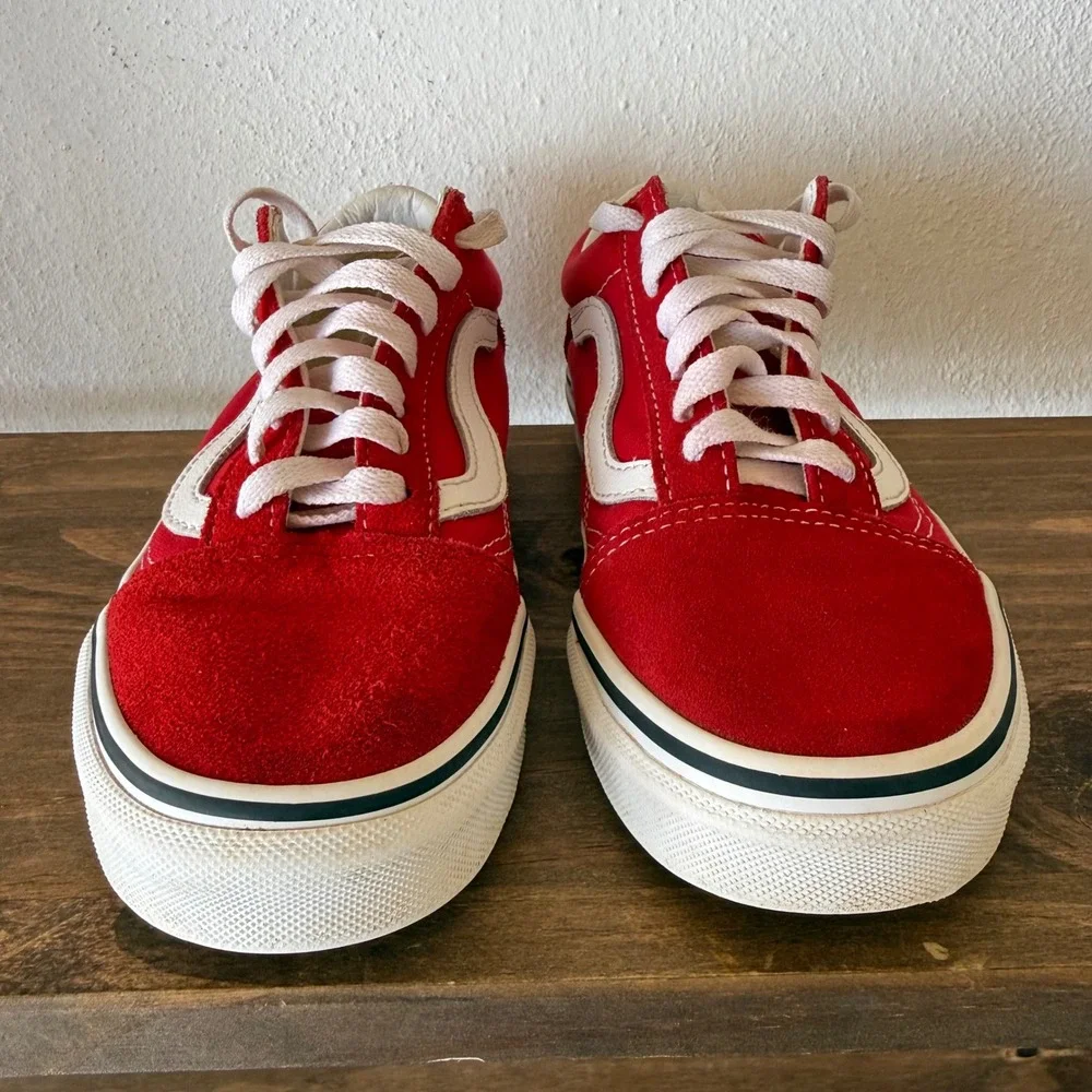Vans Old Skool Red White Canvas Sneakers Men's 4 Women's 5.5